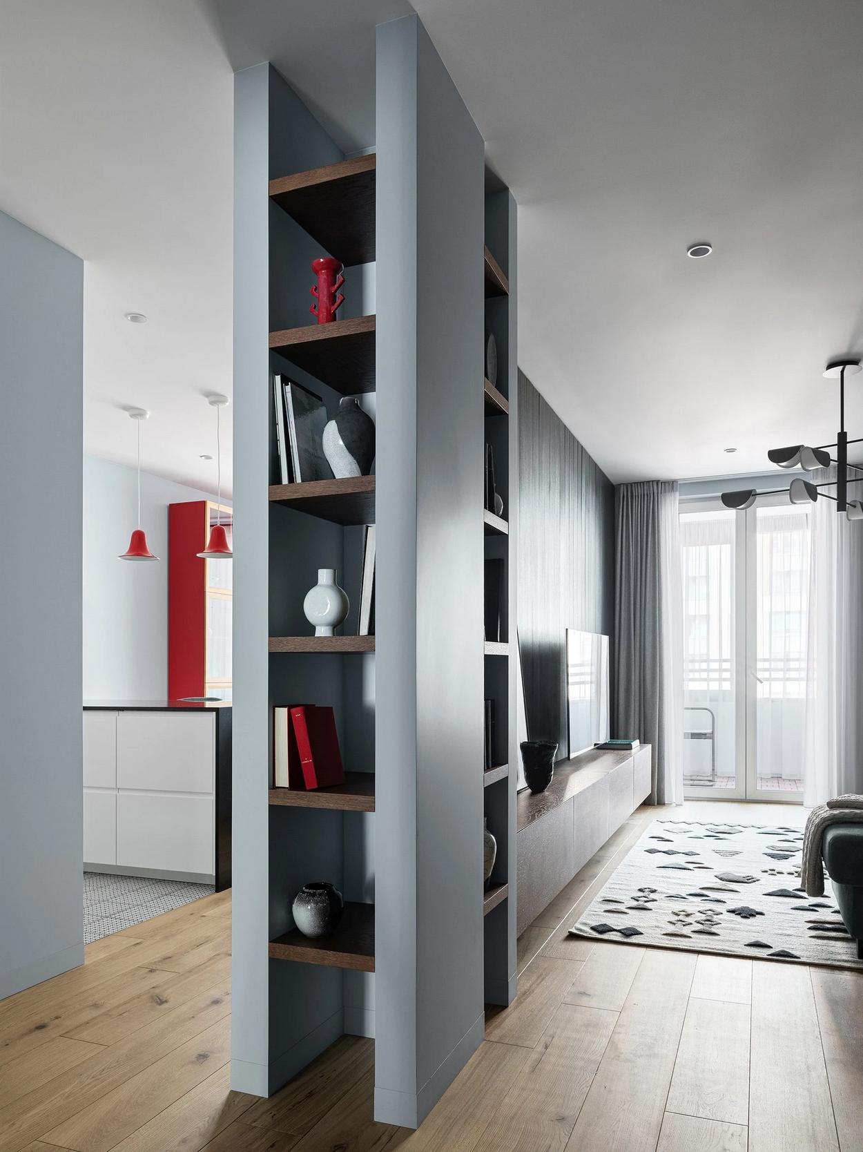 A férfias alapnak színekkel és érdekes formákkal adott érzelmi töltetet a lakberendező, 69 m²