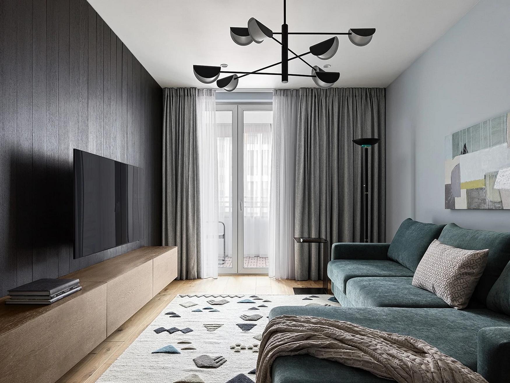 A férfias alapnak színekkel és érdekes formákkal adott érzelmi töltetet a lakberendező, 69 m²