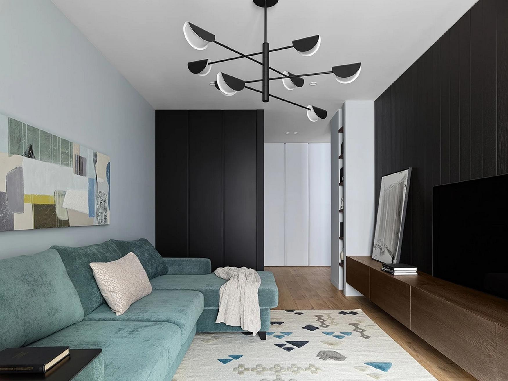 A férfias alapnak színekkel és érdekes formákkal adott érzelmi töltetet a lakberendező, 69 m²