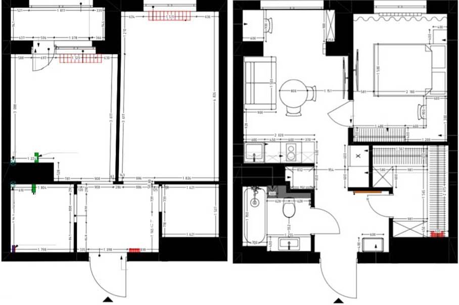 Home office-ban dolgozó fiatal nő eklektikus, színes kis otthona, 38m2