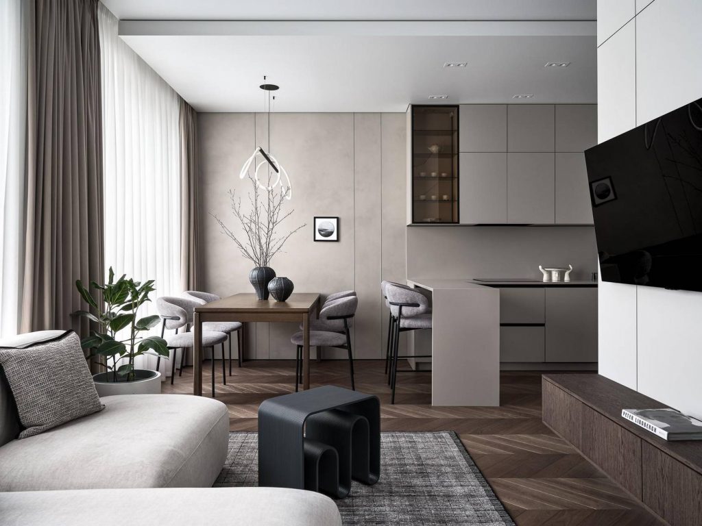 A fiatal gyermekes család modern minimalista stílusban rendezte be új, 79 m²-es lakását