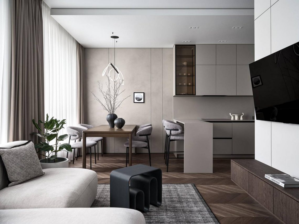 A fiatal gyermekes család modern minimalista stílusban rendezte be új, 79 m²-es lakását