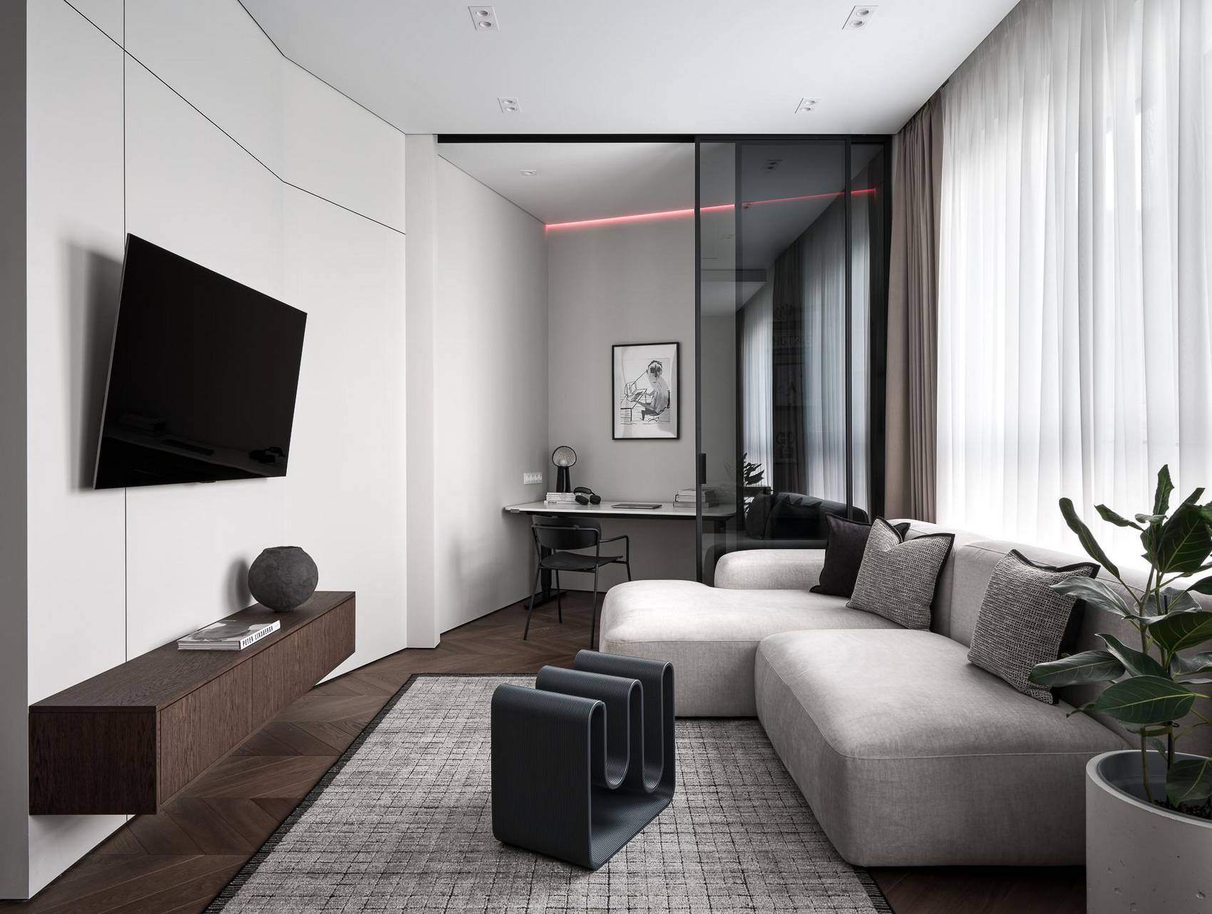 A fiatal gyermekes család modern minimalista stílusban rendezte be új, 79 m²-es lakását A fiatal gyermekes család modern minimalista stílusban rendezte be új, 79 m²-es lakását