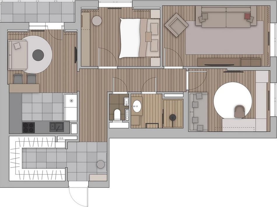 Nyugodt, pasztell dekorációt és 3 külön szoba berendezését kérte a család 75 m2-en Nyugodt, pasztell dekorációt és 3 külön szoba berendezését kérte a család 75 m2-en