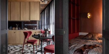 Agyagos, meleg színek és szokatlan részletek 35m2-en