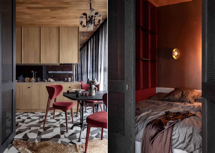 Agyagos, meleg színek és szokatlan részletek 35m2-en