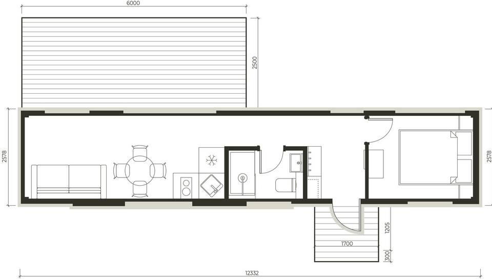 Stílusos mini házat rendezett be a férfi egyetlen tengeri konténerből, 27 m² Stílusos mini házat rendezett be a férfi egyetlen tengeri konténerből, 27 m²