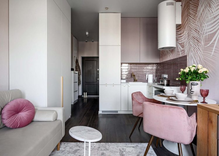 Végzős egyetemista lánynak berendezett 22m2-es garzonlakás multifunkcionális térrel