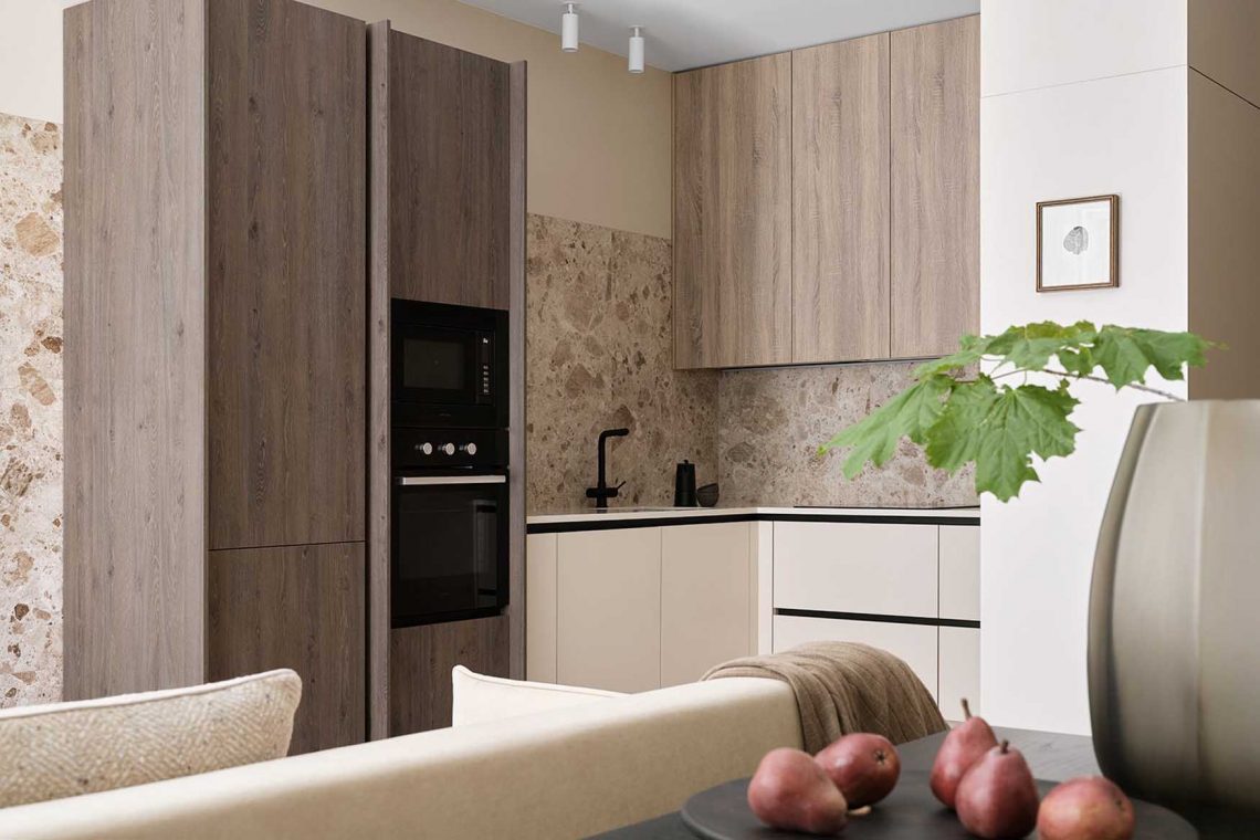 Egyszerű, időtlen lakásberendezés bézs színpalettával