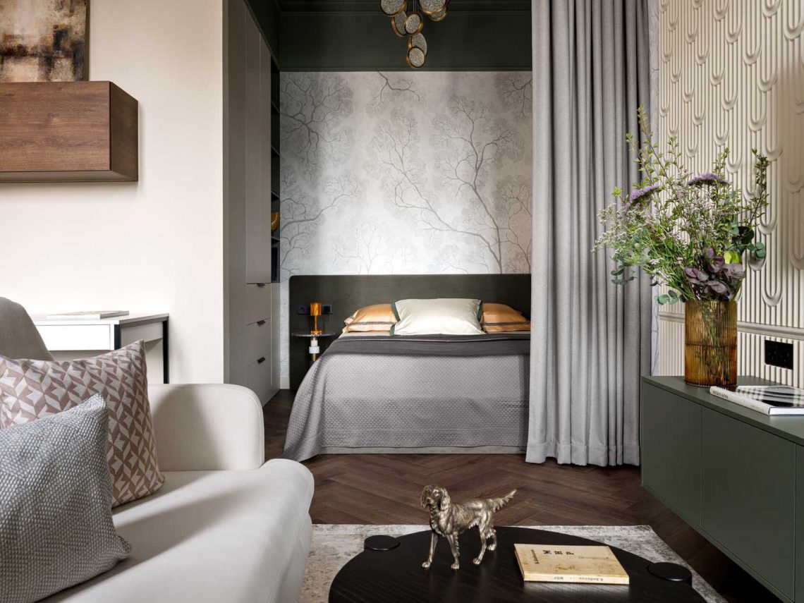 Az egyszobás lakás elosztása túl sablonos volt 46 m2-en, így alakították át a teret sokkal élhetőbbé