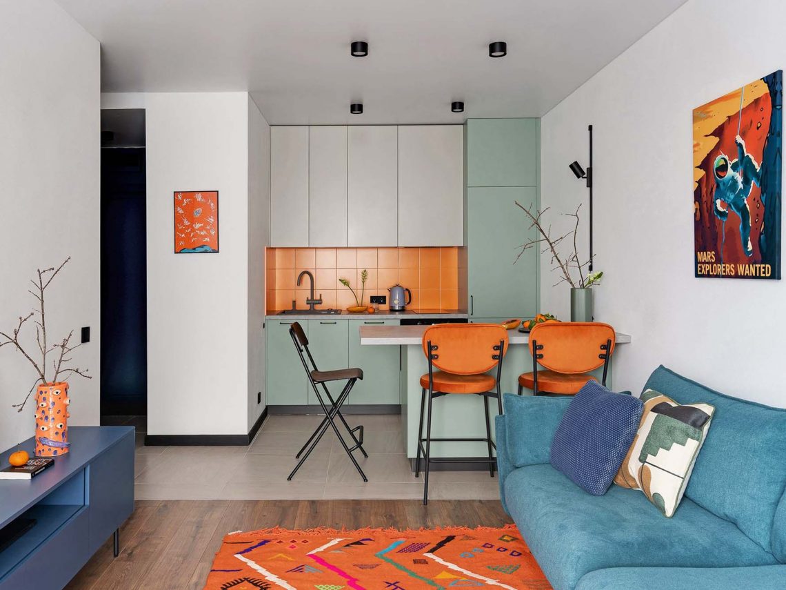 Férfi új lakása, amelyből a színek sem hiányoznak: személyre szabott 40m2-es lakótér