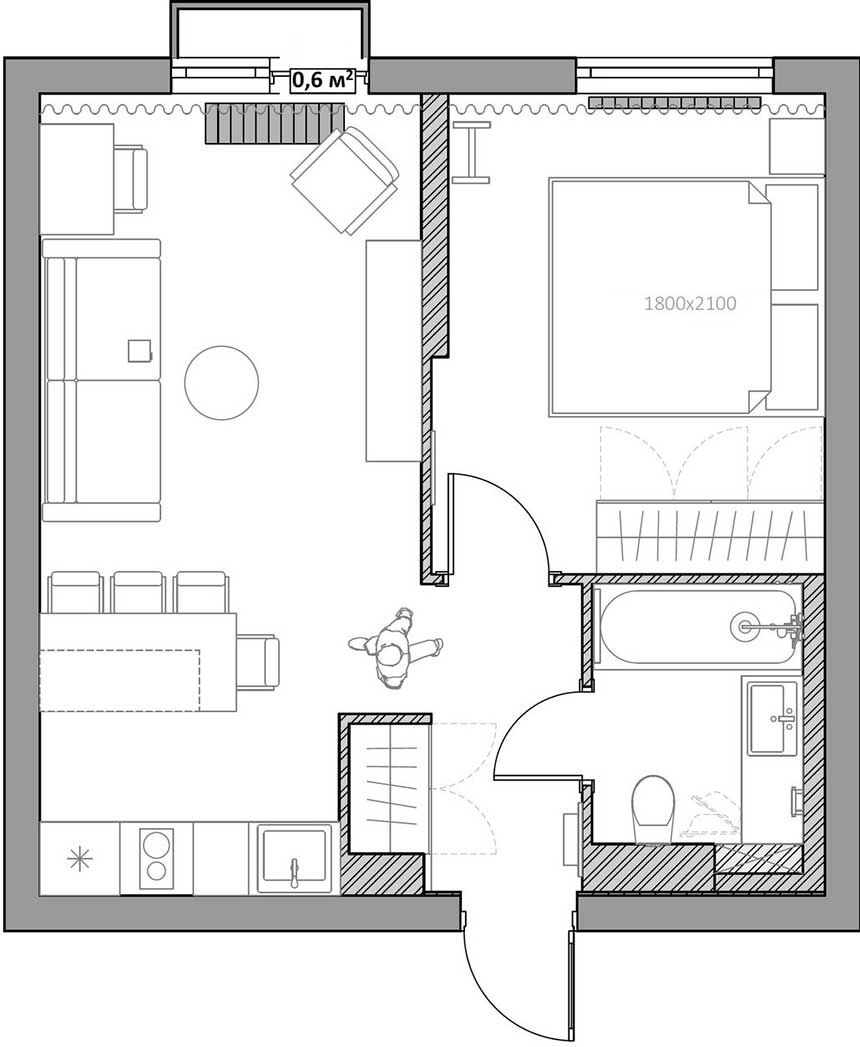 Férfi új lakása, amelyből a színek sem hiányoznak: személyre szabott 40m2-es lakótér