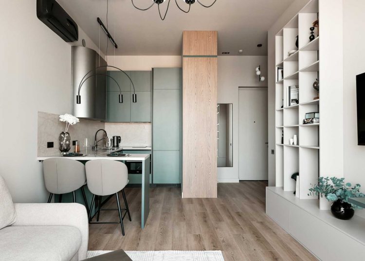 Tágas hatás 39m2-en: nyugodt tejeskávé, csokoládé és zöld színek