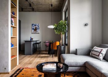 Beton és dekorvakolat: férfias karakter új építésű, 45 m2-es lakásban