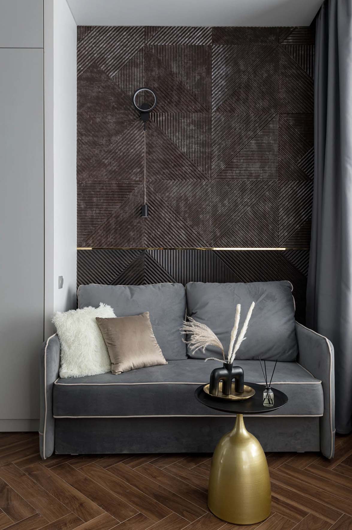 Egy lakosztály hangulatával rendezték be a kiadásra szánt kis lakást Egy lakosztály hangulatával rendezték be a kiadásra szánt kis lakást