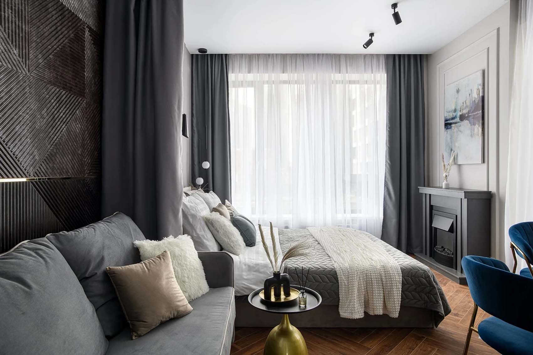 Egy lakosztály hangulatával rendezték be a kiadásra szánt kis lakást Egy lakosztály hangulatával rendezték be a kiadásra szánt kis lakást