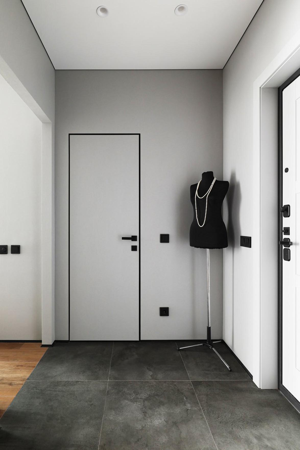 Modern, minimalizmusba hajló berendezés, monokróm enteriőr Modern, minimalizmusba hajló berendezés, monokróm enteriőr