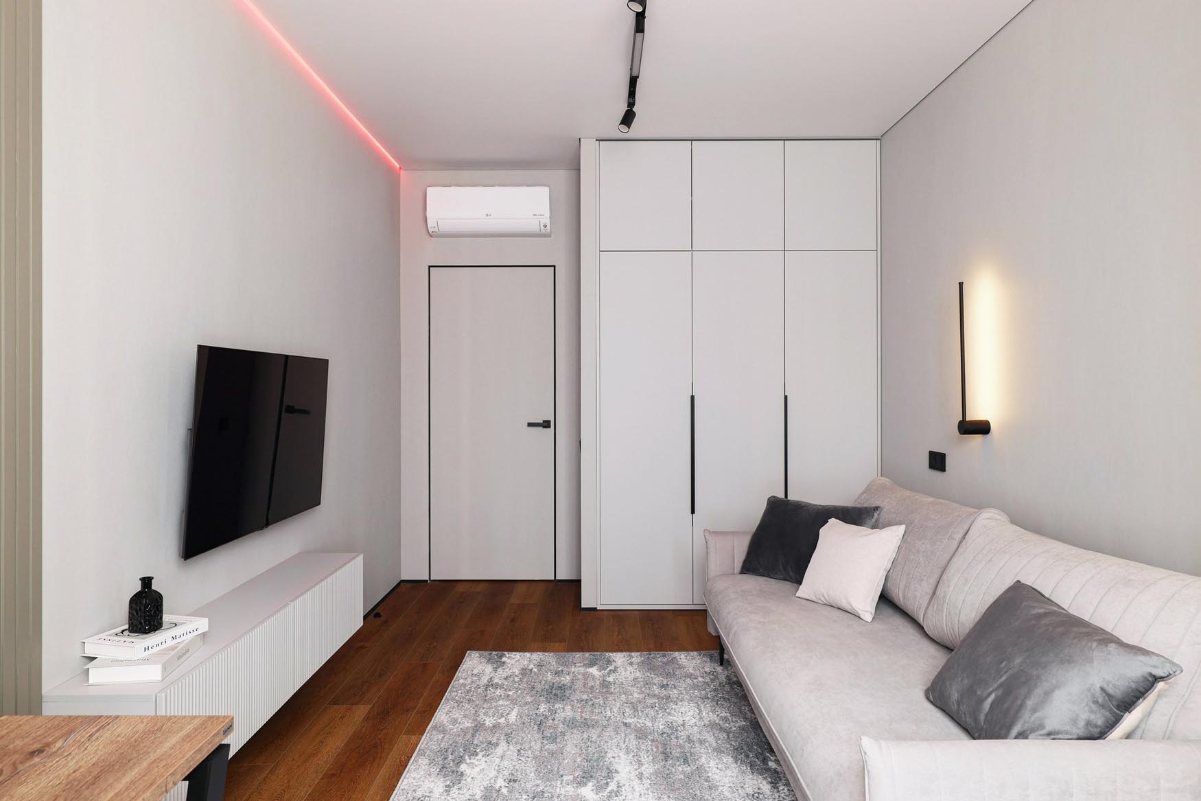 Modern, minimalizmusba hajló berendezés, monokróm enteriőr Modern, minimalizmusba hajló berendezés, monokróm enteriőr