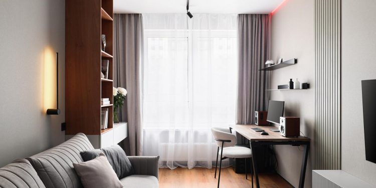 Modern, minimalizmusba hajló berendezés, monokróm enteriőr
