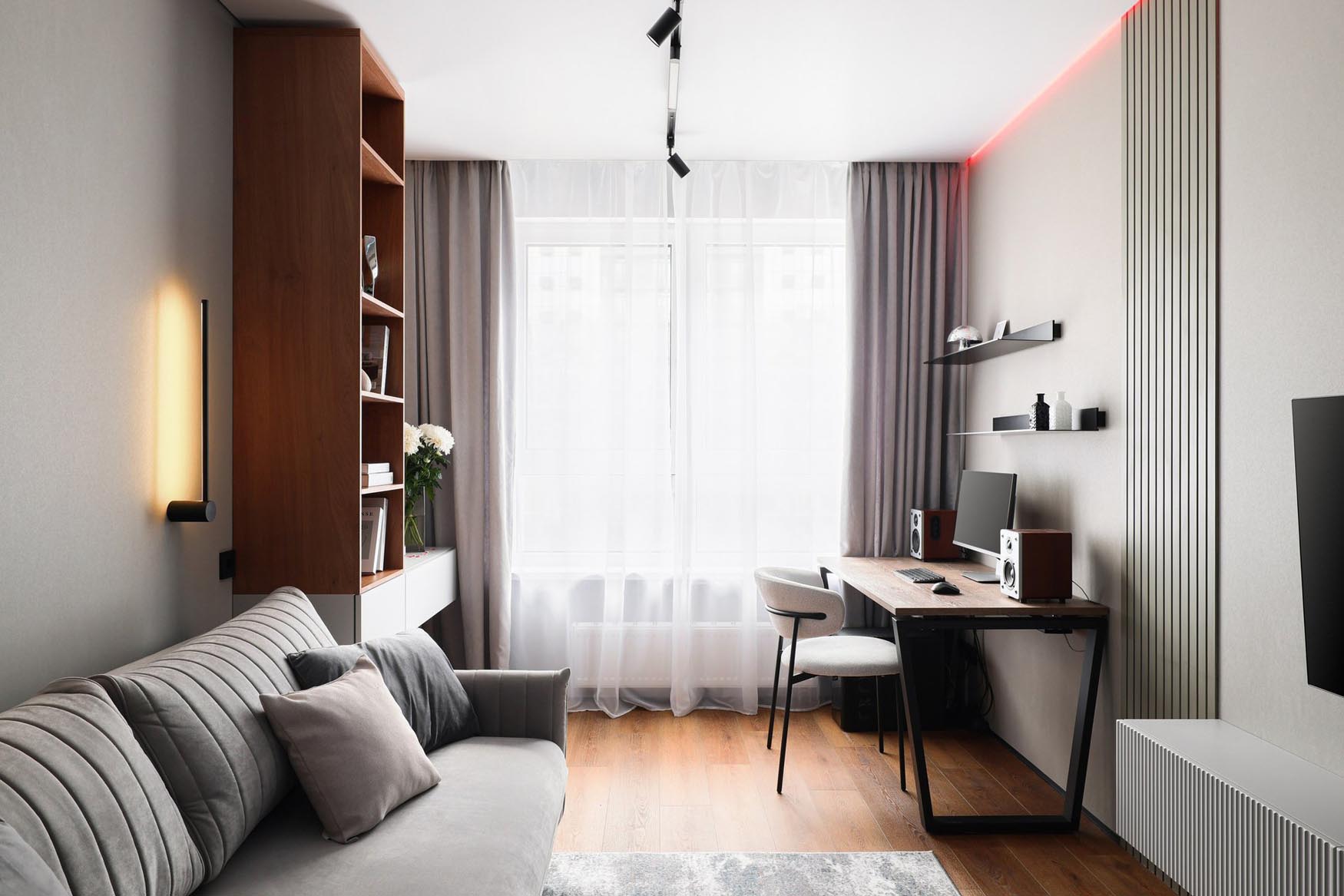 Modern, minimalizmusba hajló berendezés, monokróm enteriőr Modern, minimalizmusba hajló berendezés, monokróm enteriőr