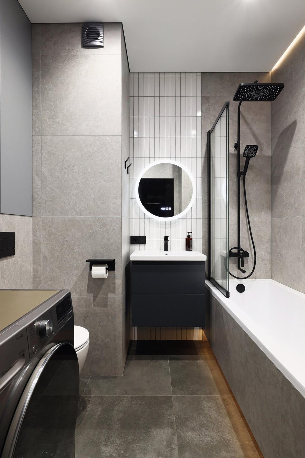 Modern, minimalizmusba hajló berendezés, monokróm enteriőr Modern, minimalizmusba hajló berendezés, monokróm enteriőr