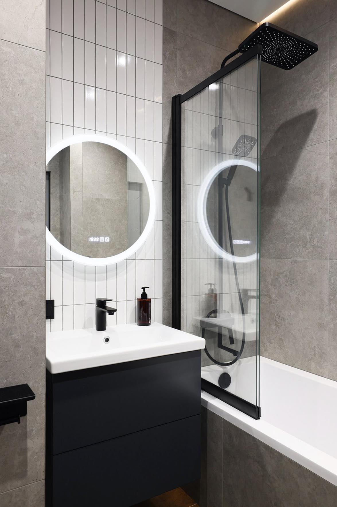 Modern, minimalizmusba hajló berendezés, monokróm enteriőr