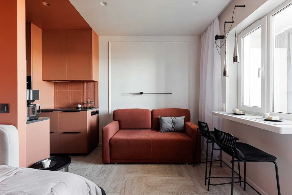 Funkcionális oázis egy fiatalnak 29 m2-en: kis lakás modern berendezése