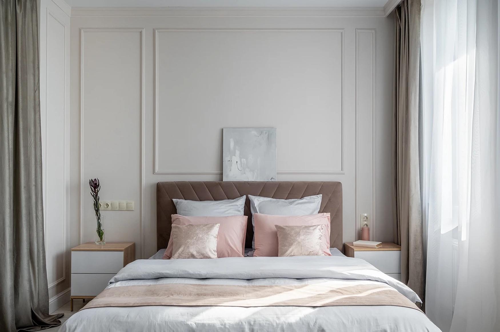 Kényelmes egyszobás lakás pasztellszínű berendezéssel, gardróbbal Kényelmes egyszobás lakás pasztellszínű berendezéssel, gardróbbal