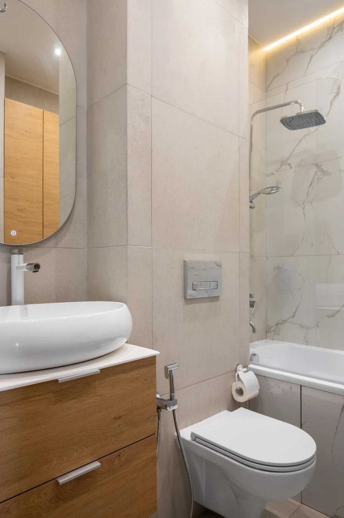 Kényelmes egyszobás lakás pasztellszínű berendezéssel, gardróbbal Kényelmes egyszobás lakás pasztellszínű berendezéssel, gardróbbal