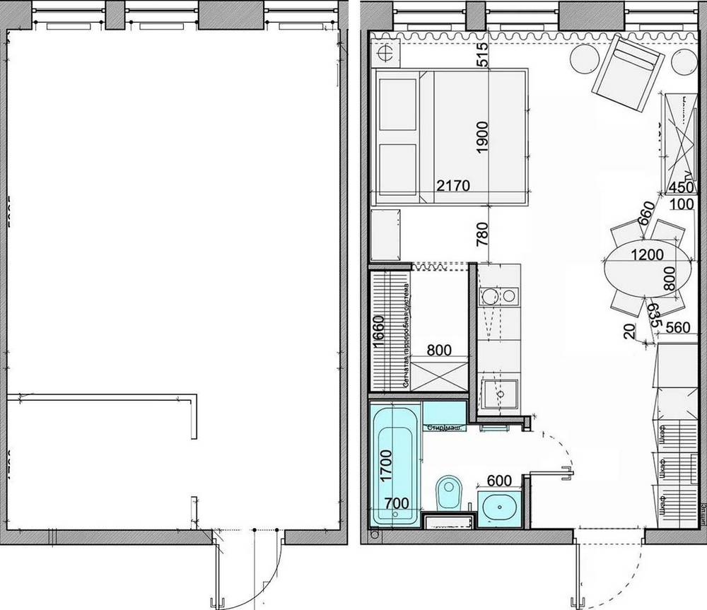 Kényelmes egyszobás lakás pasztellszínű berendezéssel, gardróbbal Kényelmes egyszobás lakás pasztellszínű berendezéssel, gardróbbal