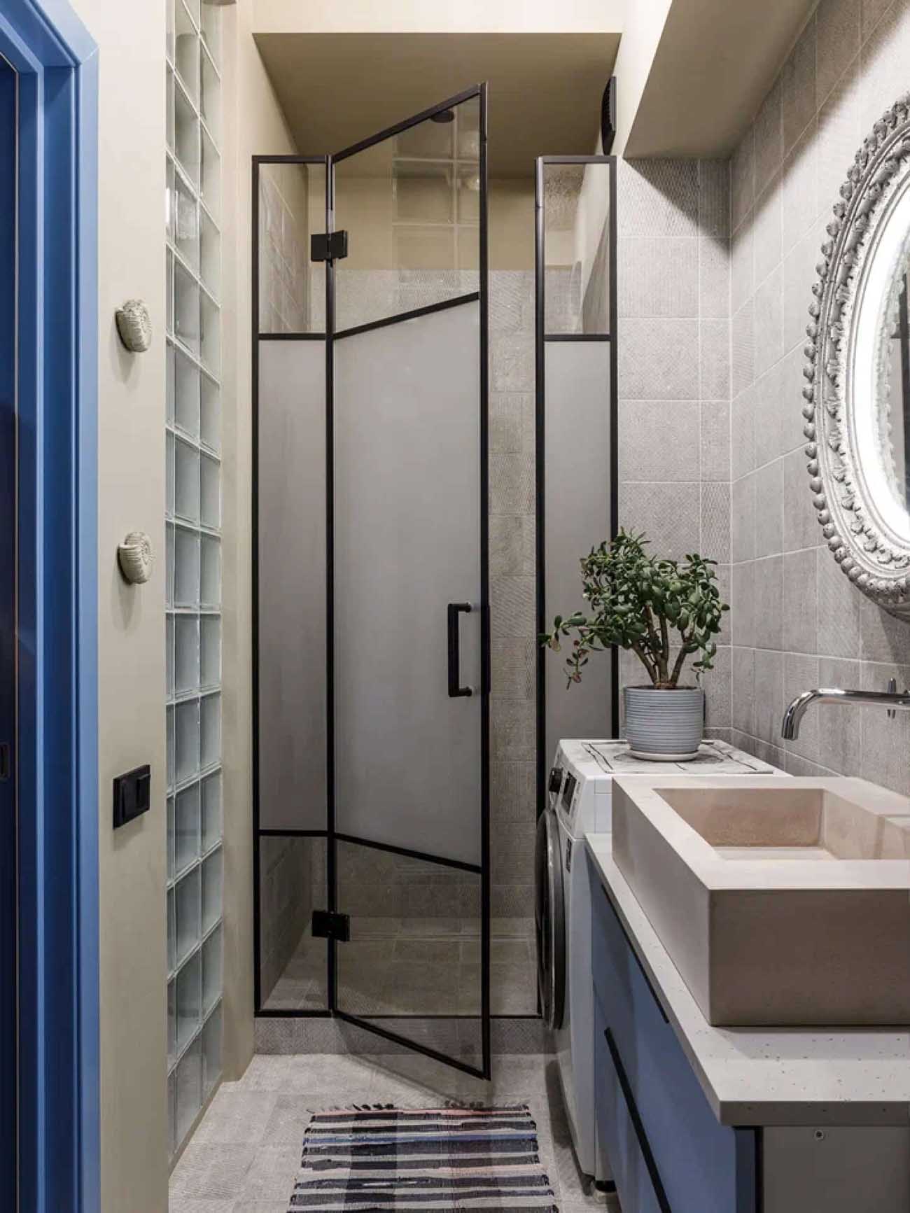 Beton, üvegtégla, nagy belmagasság és érdekes alaprajz 60m2-en Beton, üvegtégla, nagy belmagasság és érdekes alaprajz 60m2-en