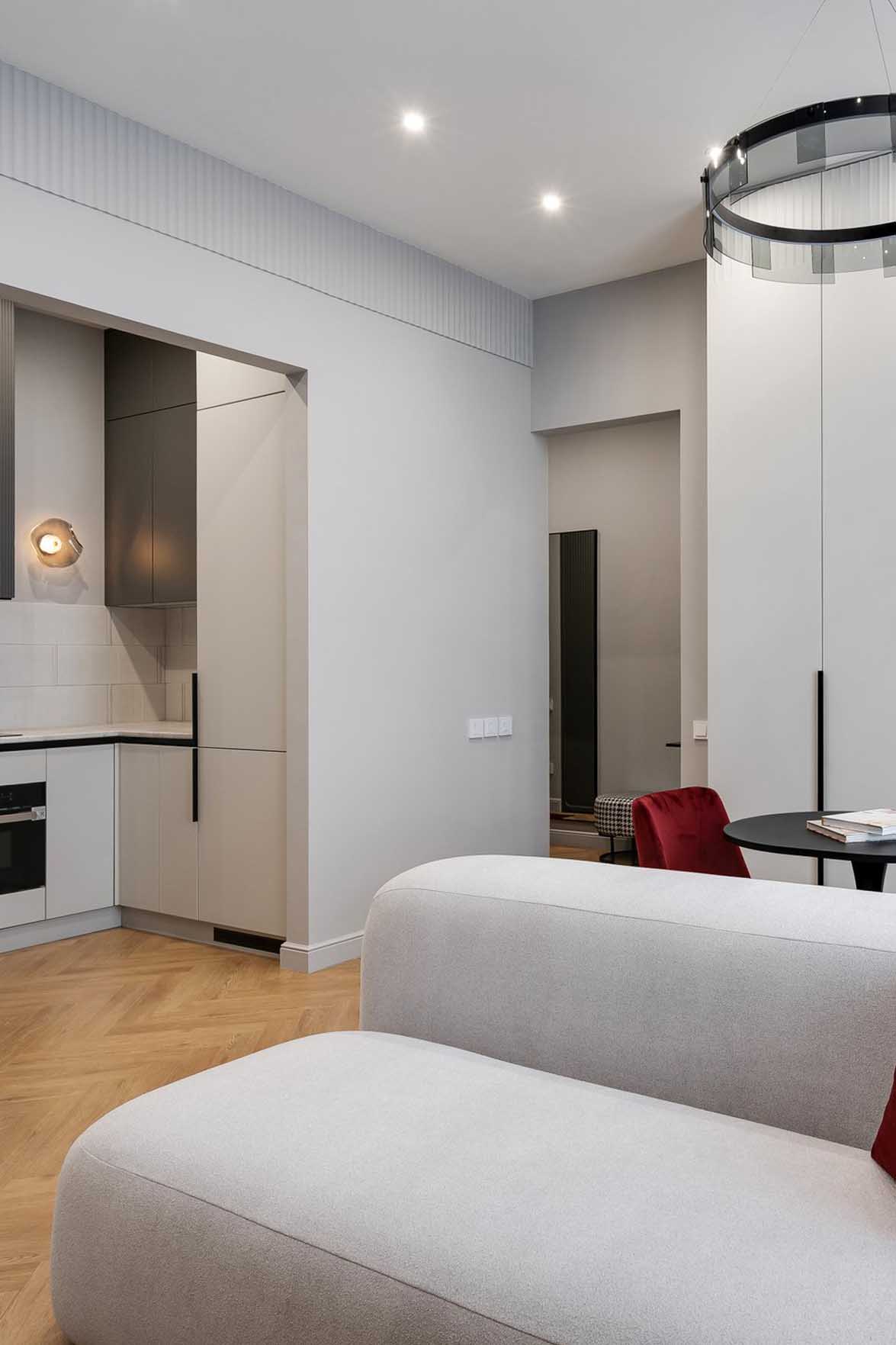 Üzletasszony modern lakása szokatlan konyha kialakítással, 45 m2 Üzletasszony modern lakása szokatlan konyha kialakítással, 45 m2