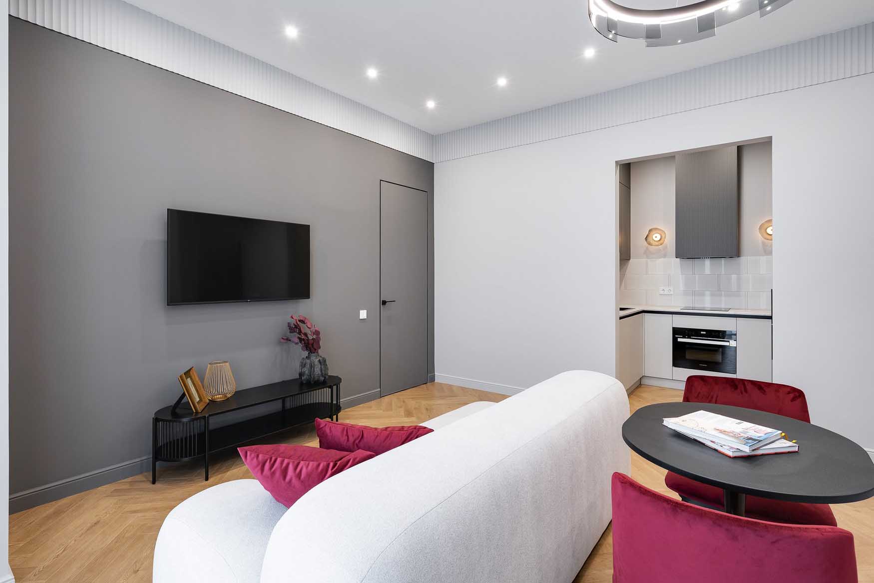 Üzletasszony modern lakása szokatlan konyha kialakítással, 45 m2 Üzletasszony modern lakása szokatlan konyha kialakítással, 45 m2