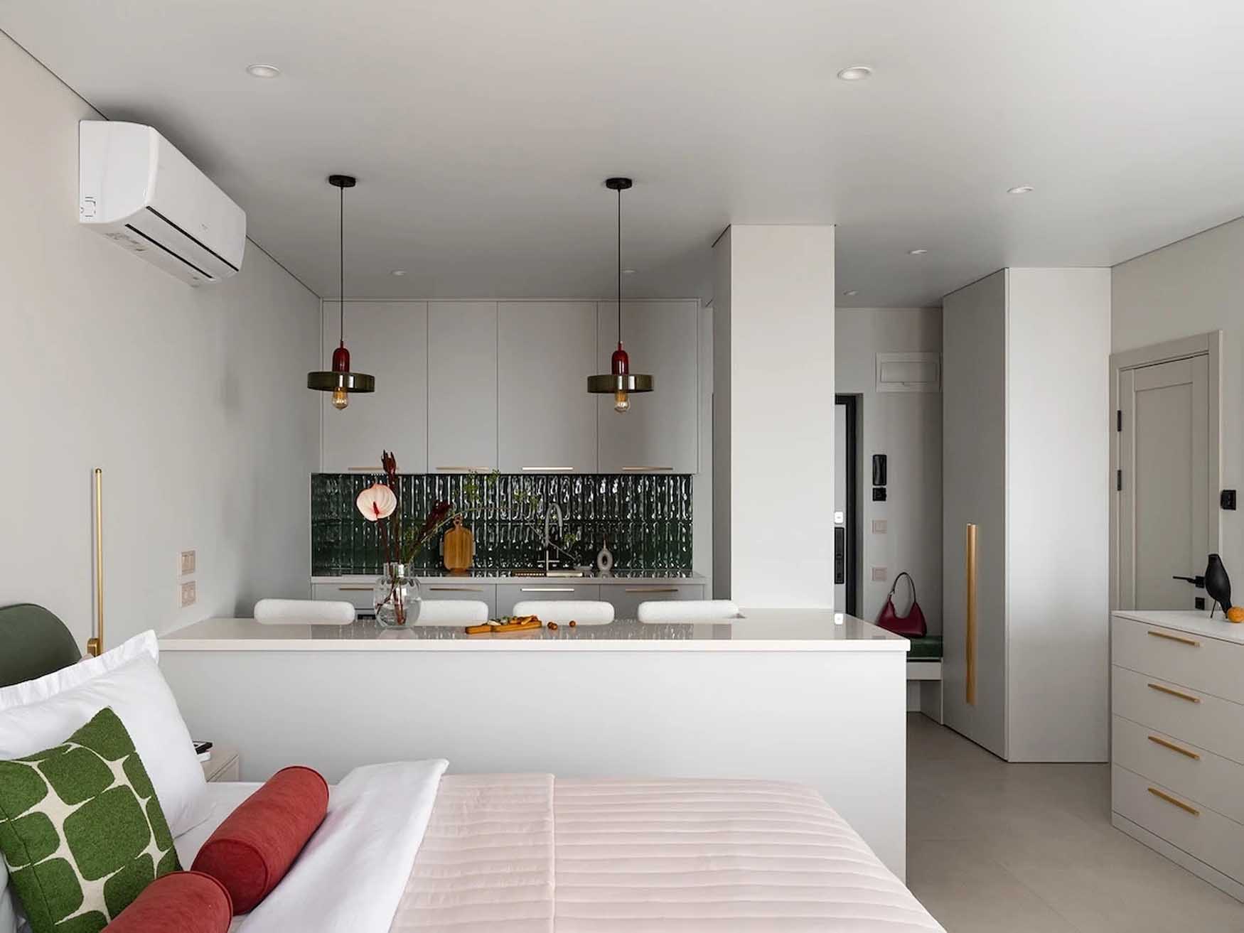 Vízparti lakóparkban, nyaralásokhoz vásárolt 44 m2-es lakás berendezése Vízparti lakóparkban, nyaralásokhoz vásárolt 44 m2-es lakás berendezése