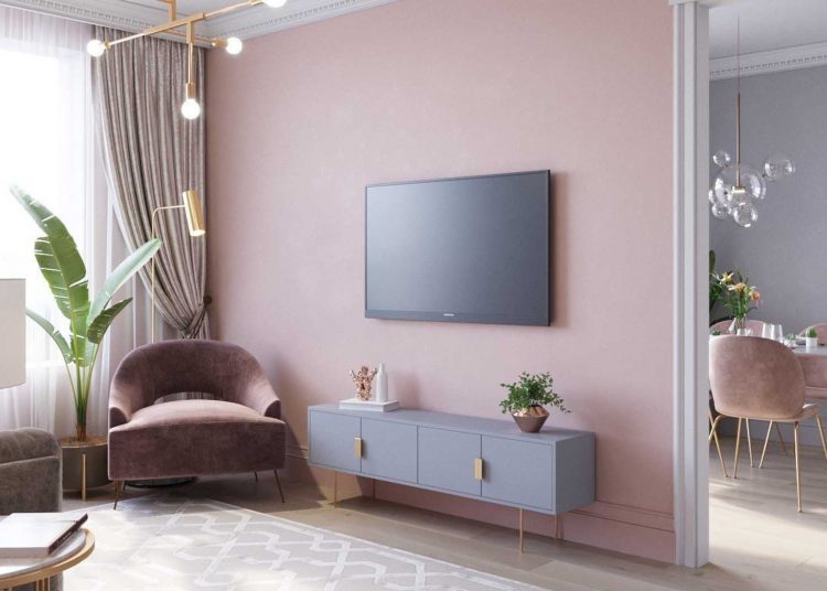 Fáradt, poros rózsaszín és lágy szürke árnyalatok háromszobás lakásban