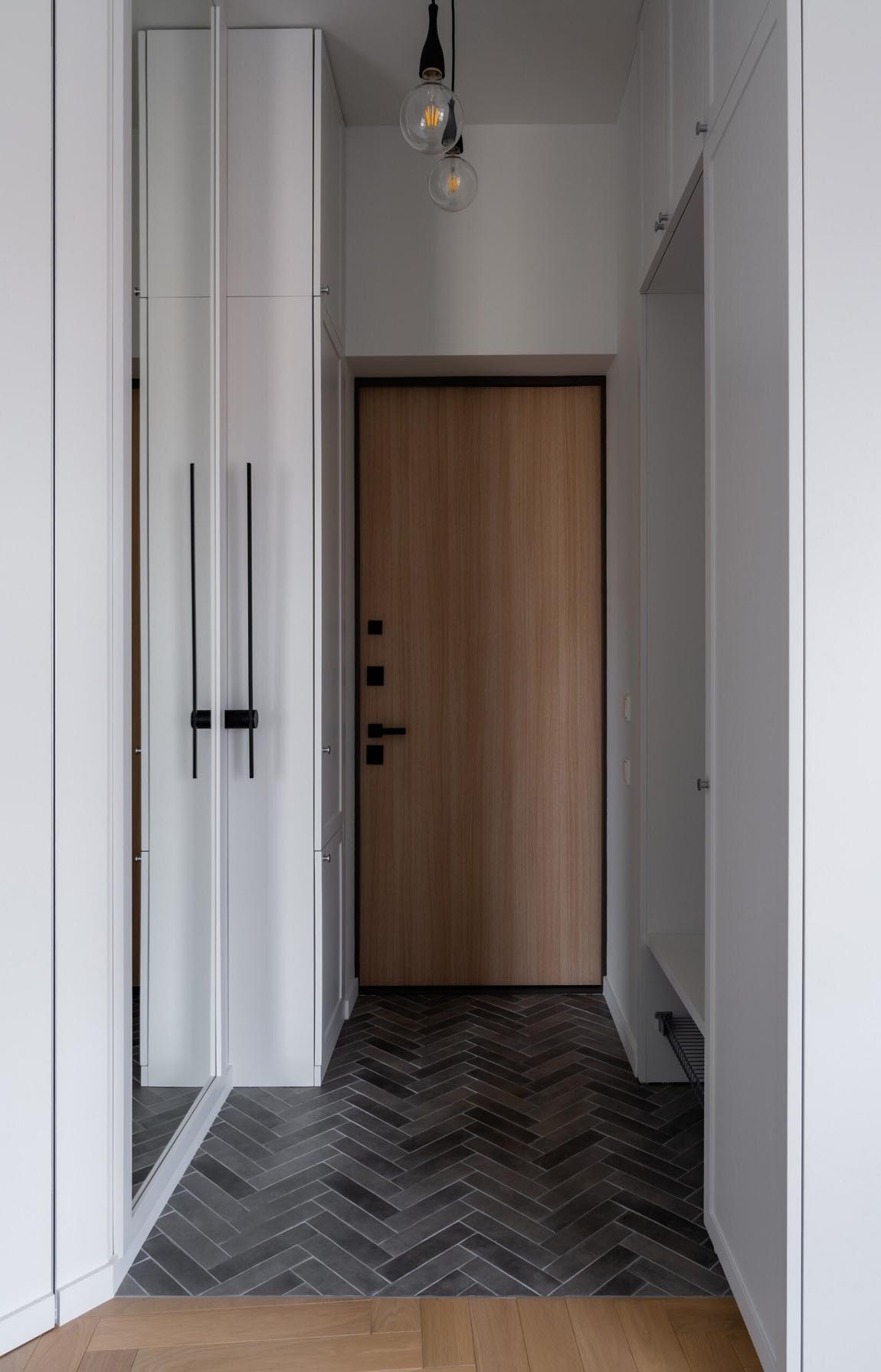 Fehér, szürke és fekete harmóniája 40 m2-es lakásban Fehér, szürke és fekete harmóniája 40 m2-es lakásban