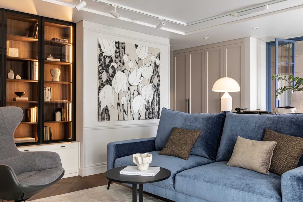 Férfiasan elegáns, mégis nagyon otthonos 61 m2-es lakás