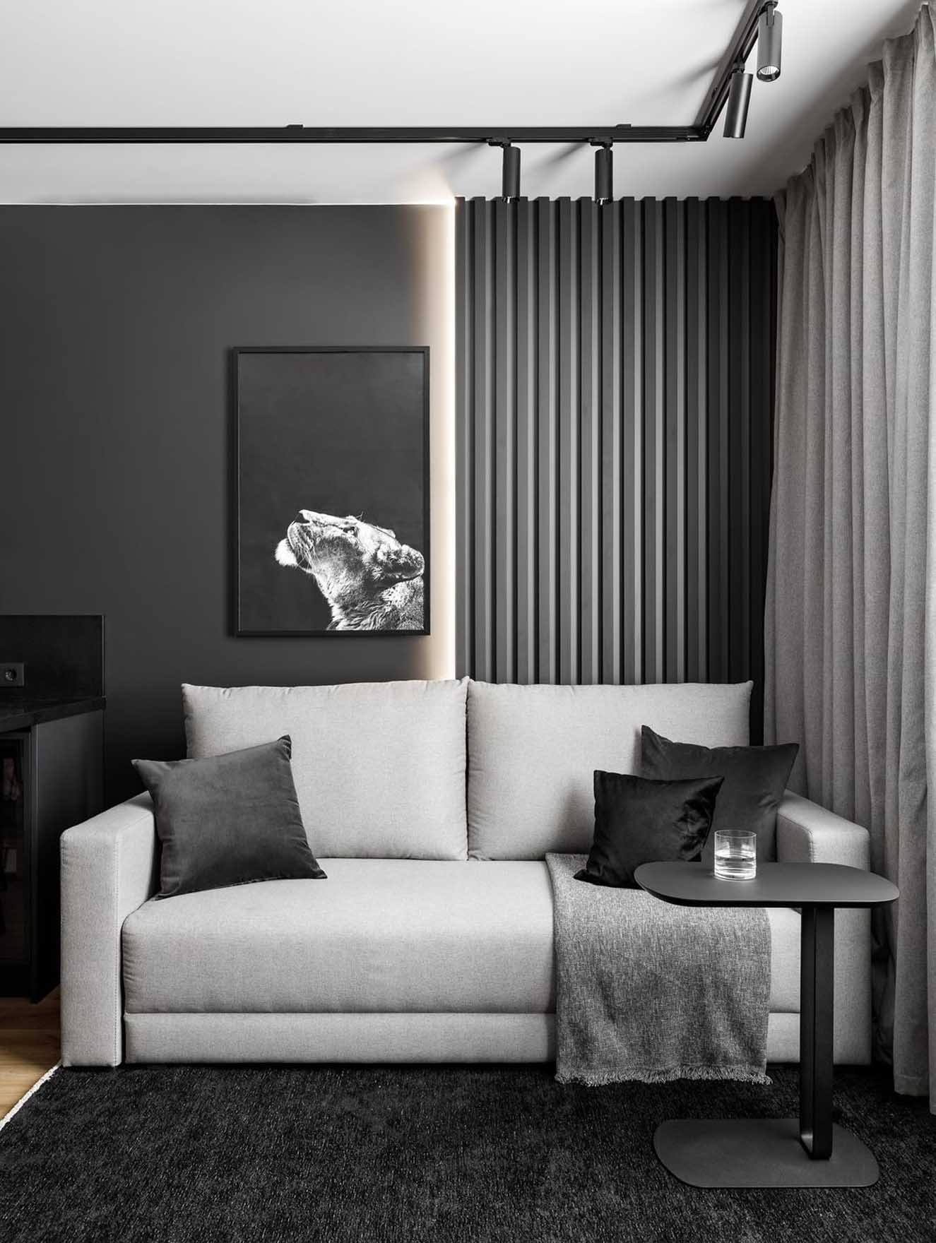 Grafitszürke és betonhatású dekorvakolat: férfias minimalista otthon Grafitszürke és betonhatású dekorvakolat: férfias minimalista otthon