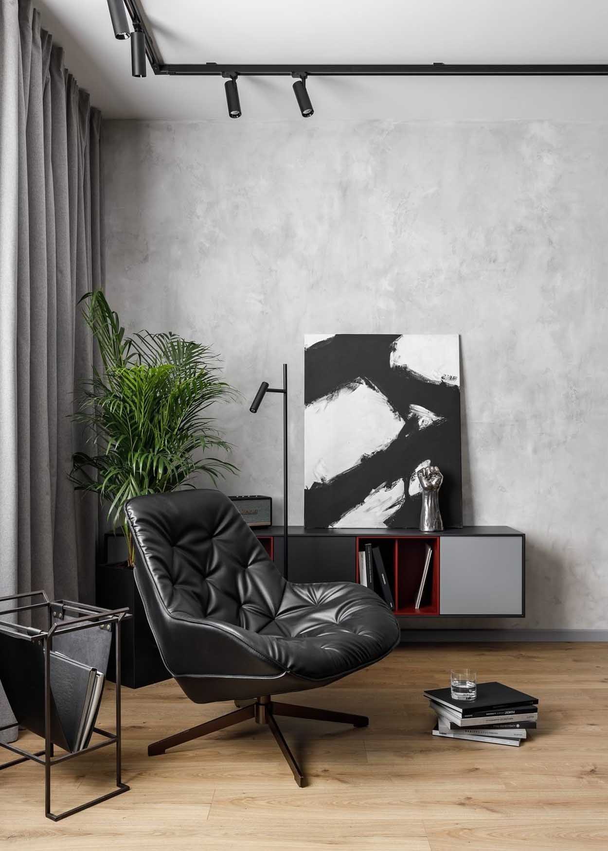 Grafitszürke és betonhatású dekorvakolat: férfias minimalista otthon Grafitszürke és betonhatású dekorvakolat: férfias minimalista otthon