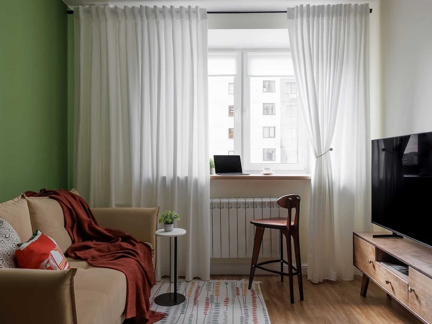 Hálószoba mögé rejtett gardróbhelyiség és tágasság 39 m2-es lakásban Hálószoba mögé rejtett gardróbhelyiség és tágasság 39 m2-es lakásban