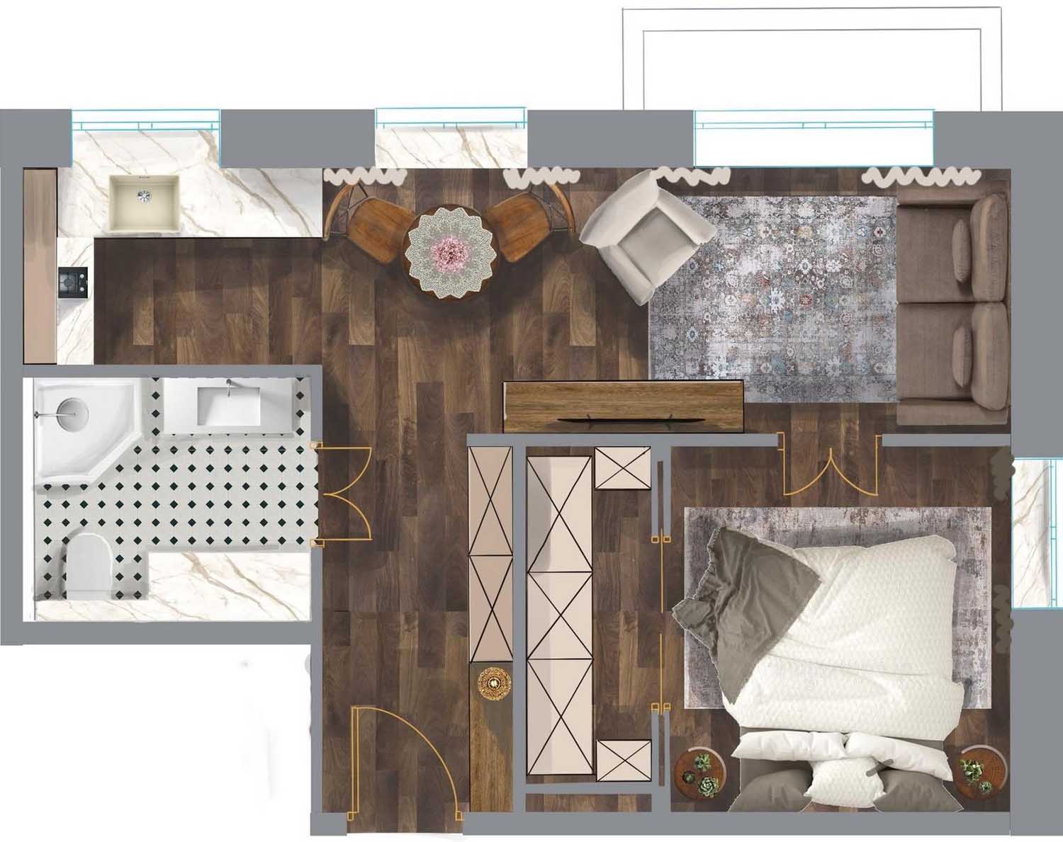 Időtlen elegancia férfi 48 m2-es lakásában: meleg szürke-bézs árnyalatok Időtlen elegancia férfi 48 m2-es lakásában: meleg szürke-bézs árnyalatok