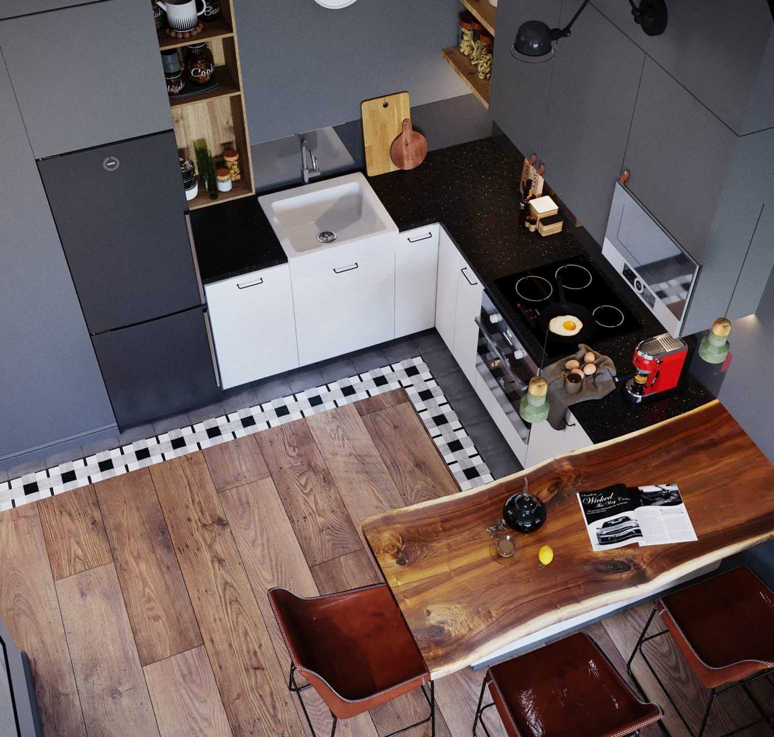 Kis lakás, bátor térszervezés és letisztult design