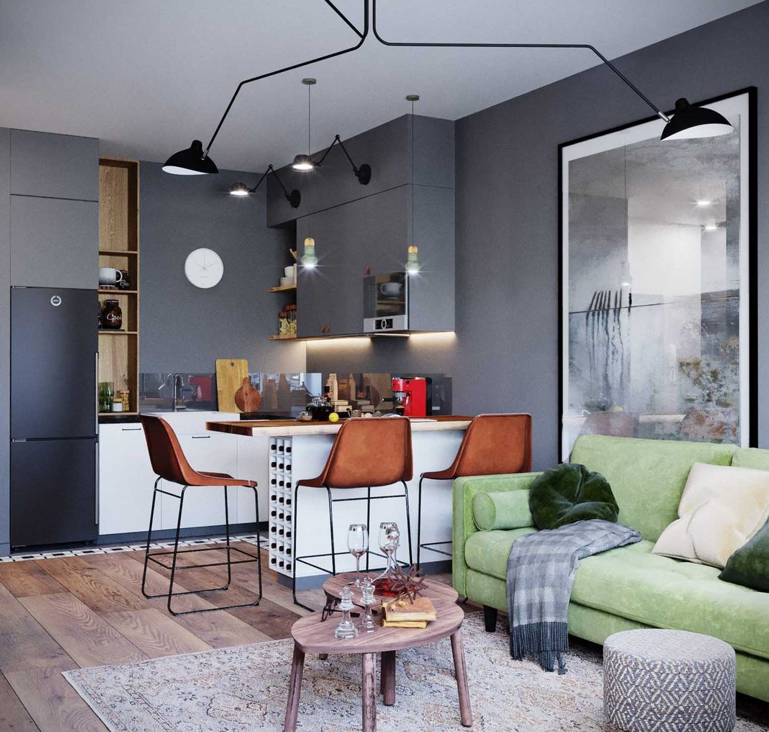 Kis lakás, bátor térszervezés és letisztult design