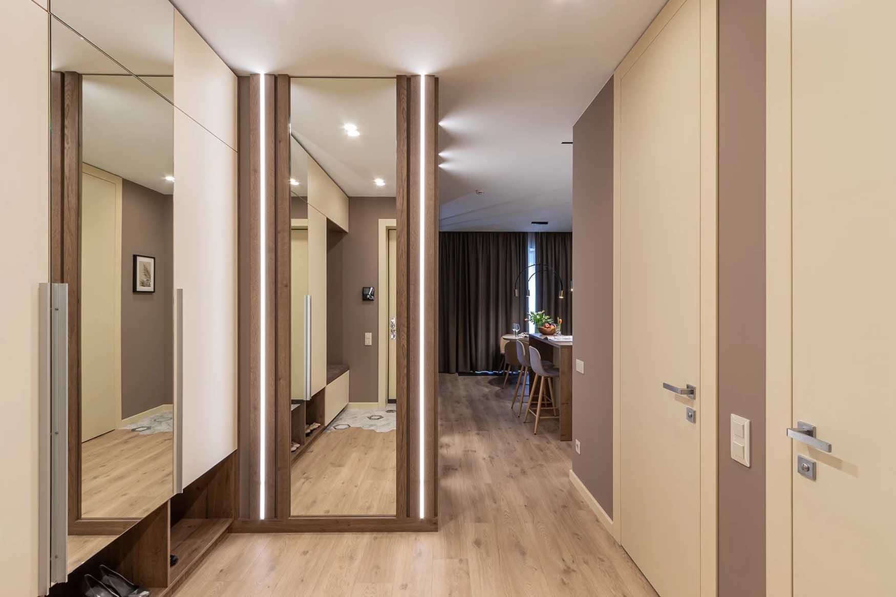 Púderes-kávészínű falfestés, nyitottság és textúrák házaspár 60 m2-es lakásában Púderes-kávészínű falfestés, nyitottság és textúrák házaspár 60 m2-es lakásában