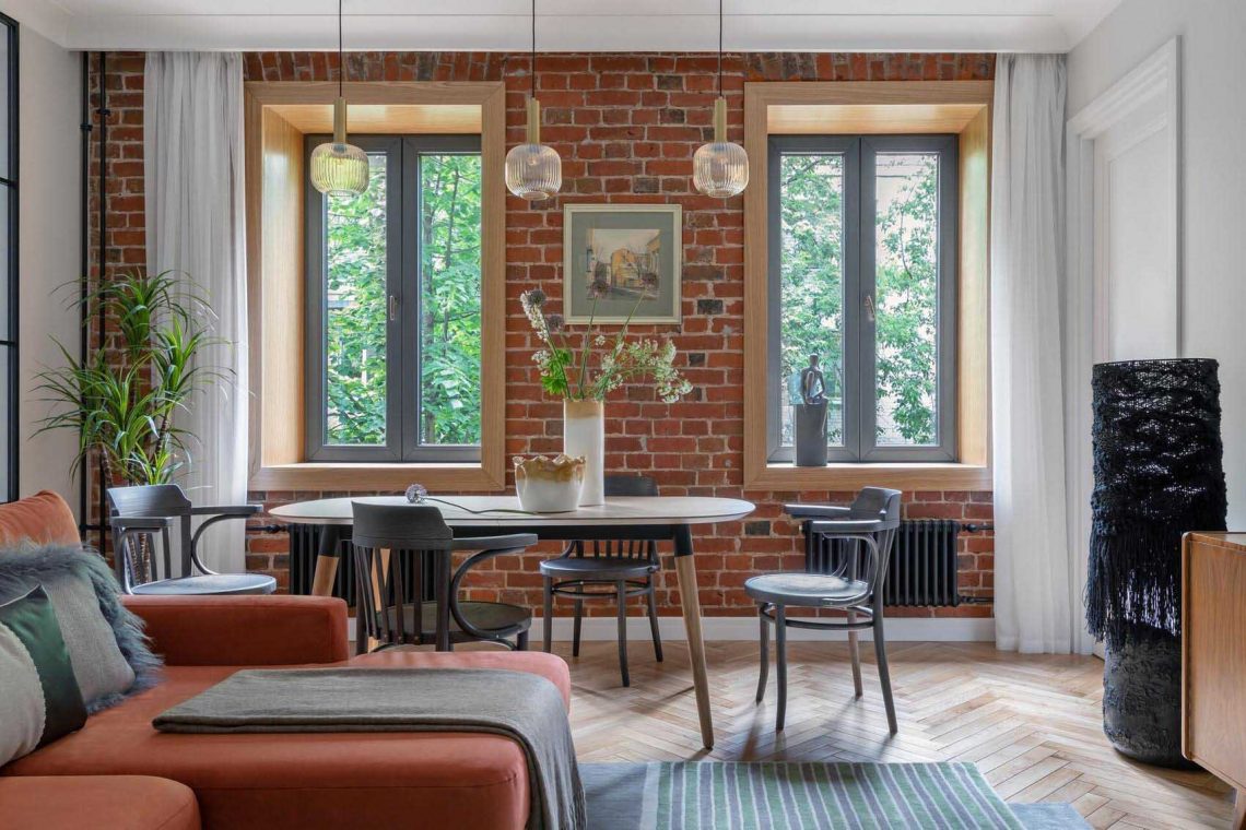 Tégla építésű lakás nagyon ízléses, finoman retro berendezése, 64 m2