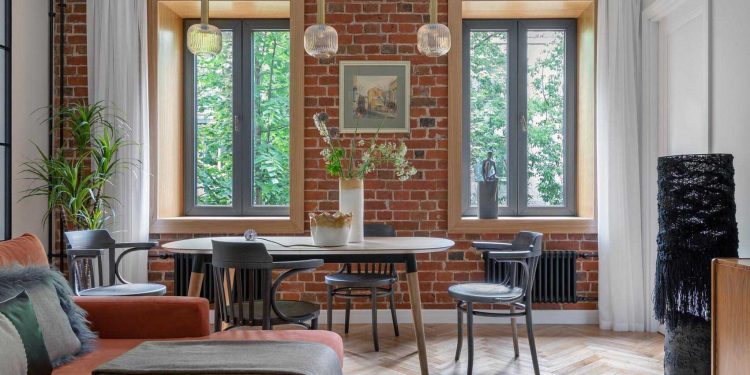 Tégla építésű lakás nagyon ízléses, finoman retro berendezése, 64 m2