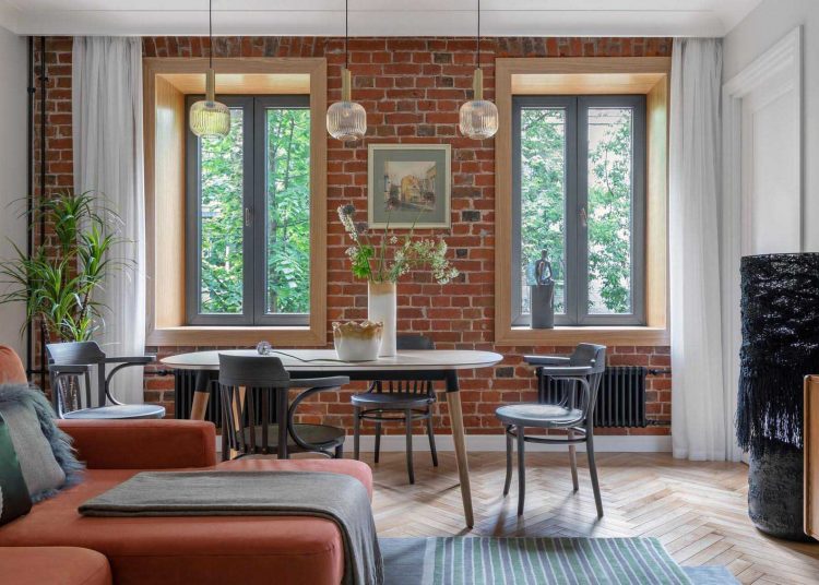 Tégla építésű lakás nagyon ízléses, finoman retro berendezése, 64 m2