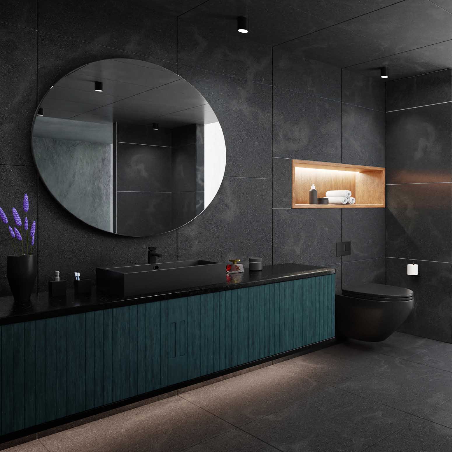 Sötét festés és burkolat, "moody" hangulat