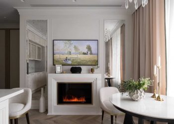 Igényes lakásfelújítás, látványkandalló, konyhasziget