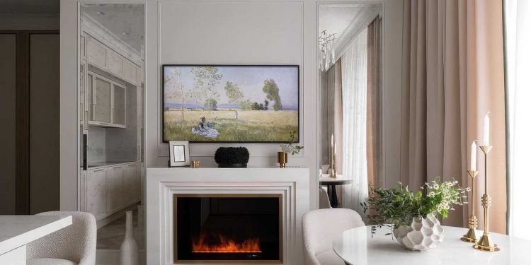 Igényes lakásfelújítás, látványkandalló, konyhasziget